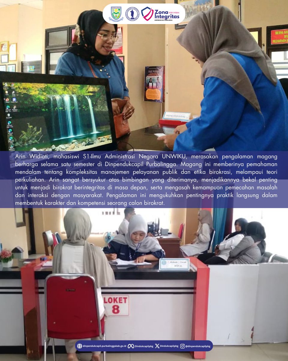 Jumat, 30 Januari 2026, menjadi hari yang istimewa di Dinpendukcapil Purbalingga dengan digelarnya acara pelepasan mahasiswa magang dari Universitas Wijayakusuma Purwokerto. 

dinpendukcapil.purbalinggakab.go.id/article/pelepa…

#Dukcapil #DukcapilJateng #DukcapilPurbalingga #PemkabPurbalingga #Purbalingga