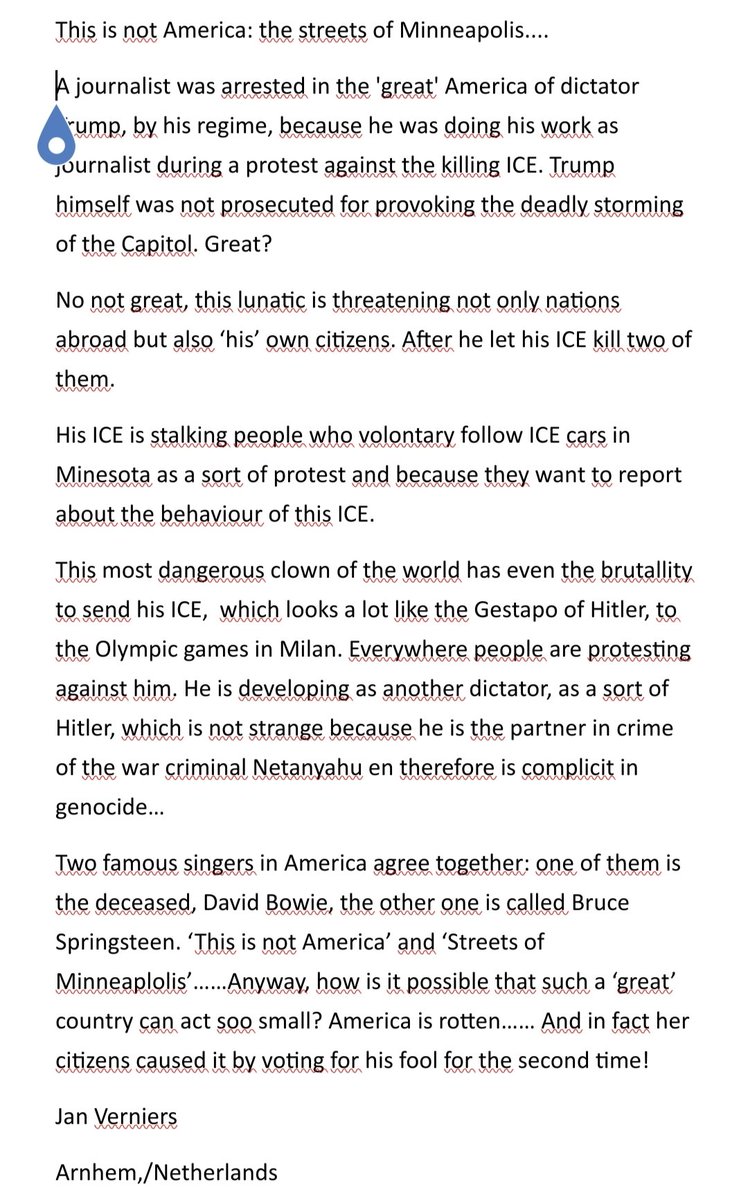 David Bowie already song it: "this is not America"
Bruce Springsteen <a href="/springsteen/">Bruce Springsteen</a> is singing it now: "streets of Minnesota"