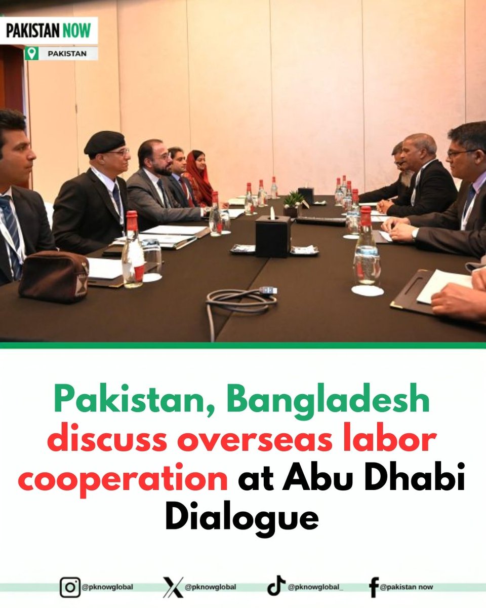 pakistannownews's tweet image. ISLAMABAD: Pakistan and Bangladesh have agreed to strengthen cooperation on overseas labor and human resource development after talks between senior officials in Dubai, according to an official statement.

#pakistan #bangladesh #worldaffairs #Dubai