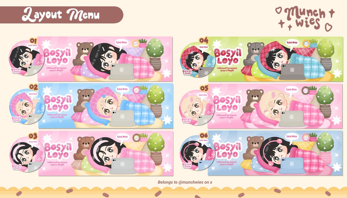 munchwies's tweet image. help repost! thankies 🩷

haii! 👩🏻‍🍳 munch bakery membawa 6 layout bosyil loyo ready stock 🥨 special 2.2 only 22.OOO/each 🧸 avail retext, recolor, resize wabis (CHECK ALT) 💭 bisa langsung take via dm atau tele yaa 🛍

#zonauang