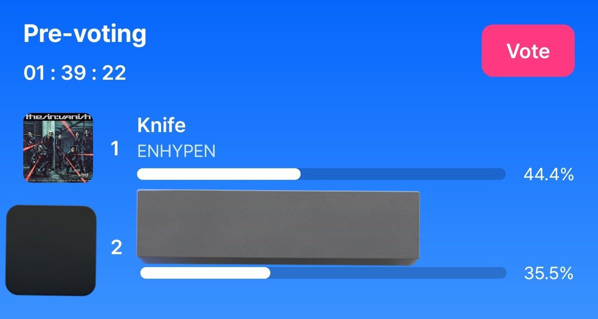 [🏆] พรีโหวต M COUNTDOWN 

นับถอยหลังสู่ชม.สุดท้ายของการโหวตแล้วน้าาา พี่เอนจีนมาโหวตดันคะแนนกันม๊ายยย ตอนนี้แก๊ปยังน่าห่วง กลัวจะโดนแซงอีกแล๊ววว มาเติมโหวตกันนะๆๆๆ

⚠️1 อุปกรณ์ จำกัดล็อกอิน 1 บัญชี
⚠️5 โหวต/บัญชี
📢 โหวต KNIFE ให้ครบ 5 โหวต
⏰️ วันนี้ 21.59 น.🇹🇭 ‼️