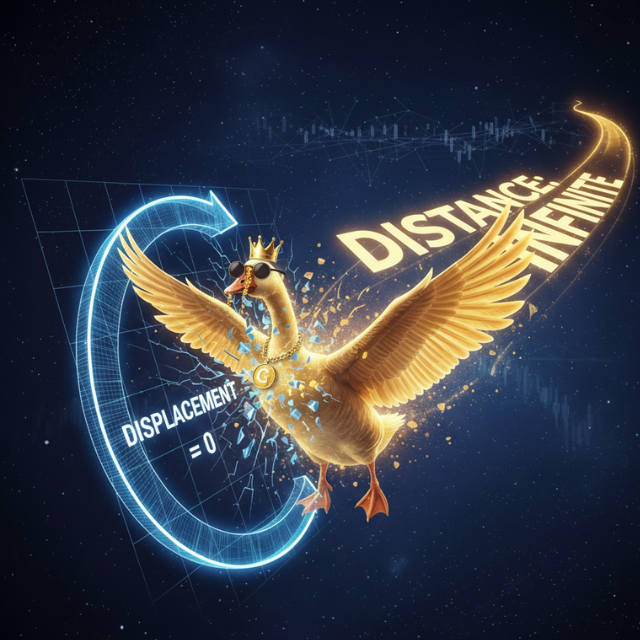 Gldn_Goose_Sol's tweet photo. A roundtrip in price doesn't mean we haven't moved. It means we’ve built the foundation. Displacement is just a coordinate; the distance we are destined to cover has no boundaries. $GLDNGOOSE https://t.co/BslUYqtBCS