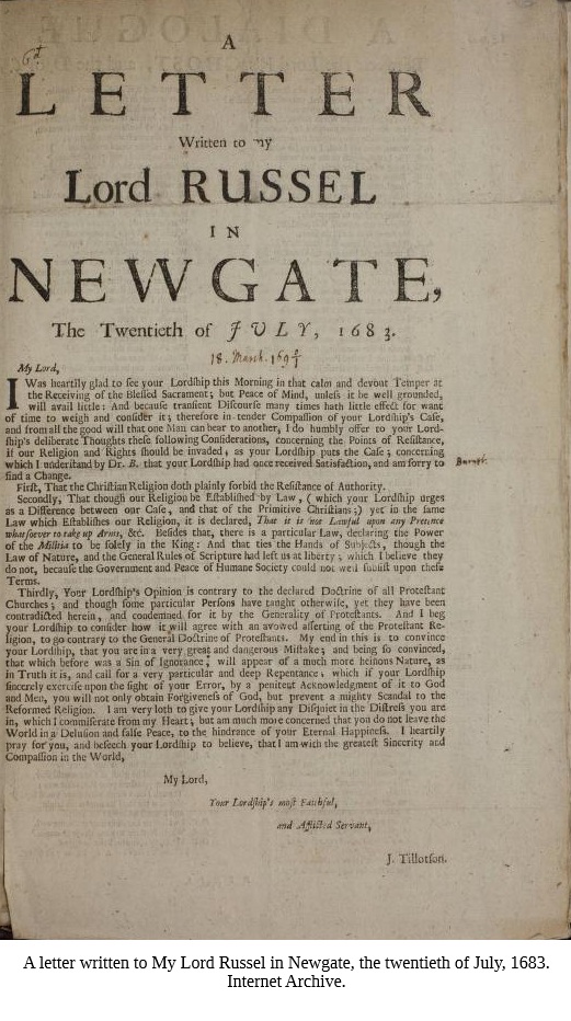 SueCooperBridge's tweet image. #HistoryNotes📜🪓⚰️
A letter from #JohnTillotson to prisoner #WilliamRussell #LordRussell, the day before his execution on 21 July 1683, due to his involvement in the #RyeHousePlot. Tillotson's words were of little comfort knowing that bungling #JackKetch was to perform the deed!