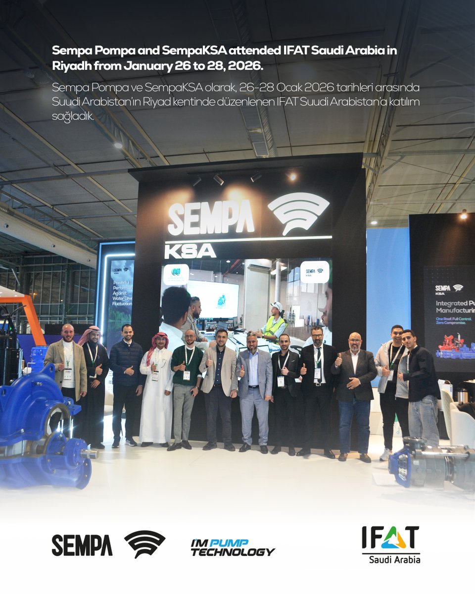 sempapump's tweet photo. 🇬🇧 Sempa Pump and SempaKSA participated in the IFAT Saudi Arabia, held in Saudi Arabia Riyadh, between 26-28 January, 2026.

https://t.co/uuj9smaeoh

#Sempa #Pump #Impumptechnology #IFAT #KSA #Water #Waste #Pumpsystems #SempaKSA https://t.co/WEeqt7resM
