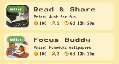 pomodoki_app's tweet photo. ✨ NEW CHALLENGES ARE LIVE ON POMODOKI! 

This week:
📚 Read & Share: log your reading sessions + share insights.
🤝 Focus Buddy: study or work, stay consistent, climb the leaderboard. And have a chance to win Pomodoki live wallpapers 👀.

Join the challenge. Don't focus alone!
See you inside Pomodoki 🧡