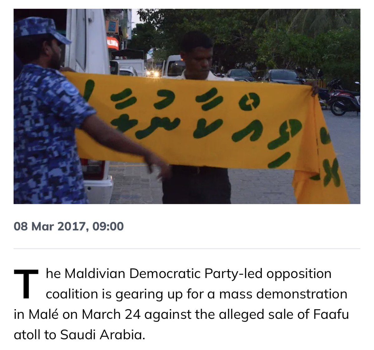 Kalhukoe's tweet photo. 2017: Pres. Yameen’s govt finalised a multi $1bn Saudi proj to transform the econ &amp; break over-dependence on tourism. MDP deliberately sabotaged it via an aggressive anti-camp. Today, the same ppl lecture the nation on debt, debt they created. This crisis is 100% MDP-made. https://t.co/6EcGNsCU07