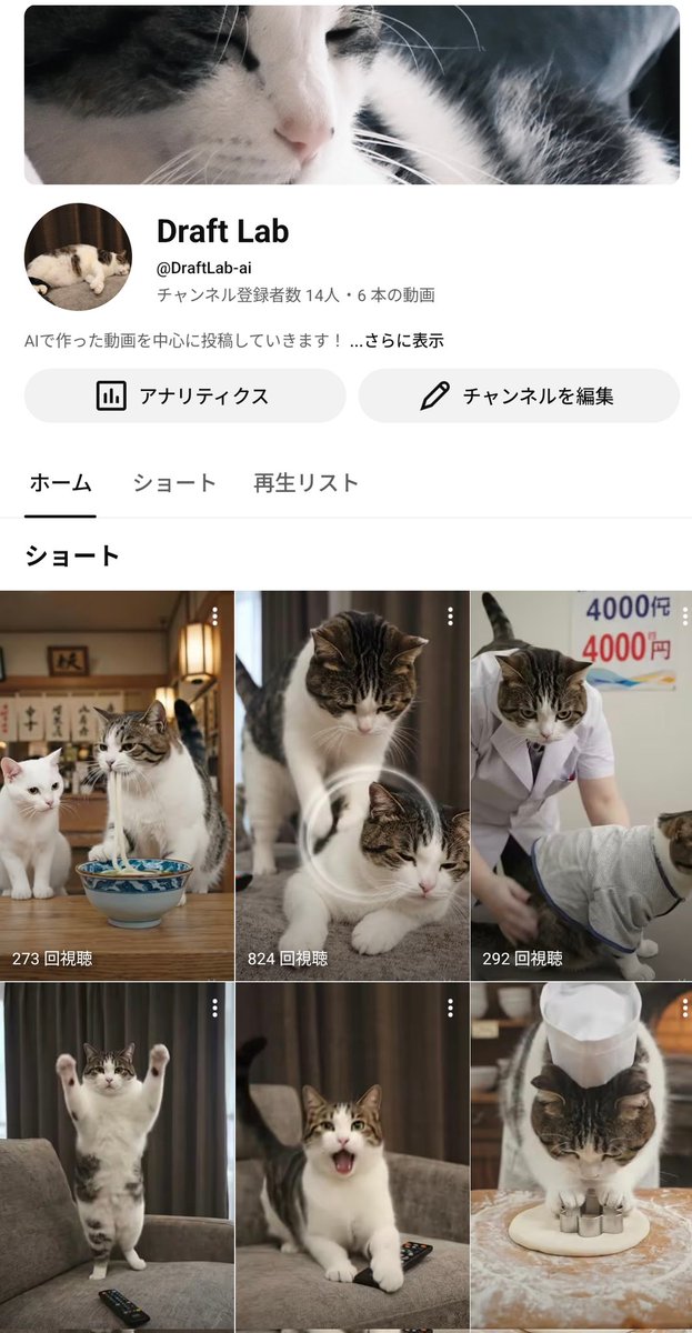 naitwo2's tweet image. AIでの動画作成を試しはじめました。
プロンプトが思いのほか難しい...
動画はクレジット使い切るのが早いので、試行錯誤もやりづらい🙈

お試しのYouTubeチャンネルも作りました📹️
当面、キャストは飼い猫の『ゆべし』になりそうです🐱
youtube.com/@draftlab-ai?s…
#Gemini #Veo3