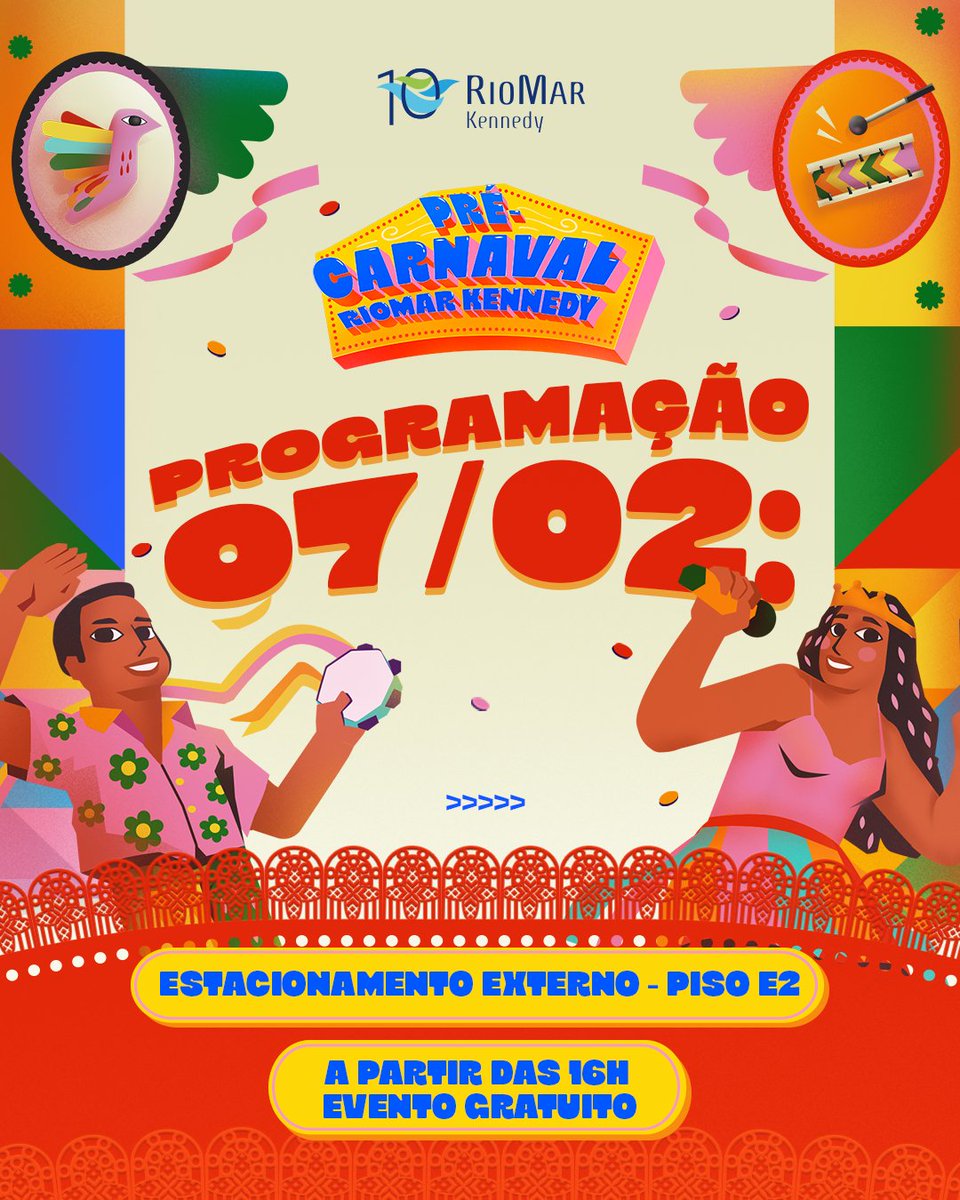 Vocês não estão cansados, né? 👀🎉
Porque sábado tem mais fervo no Pré-Carnaval do RioMar Kennedy. Vem! 🔥🎶 #PreCarnavalDeFortaleza #Fortaleza