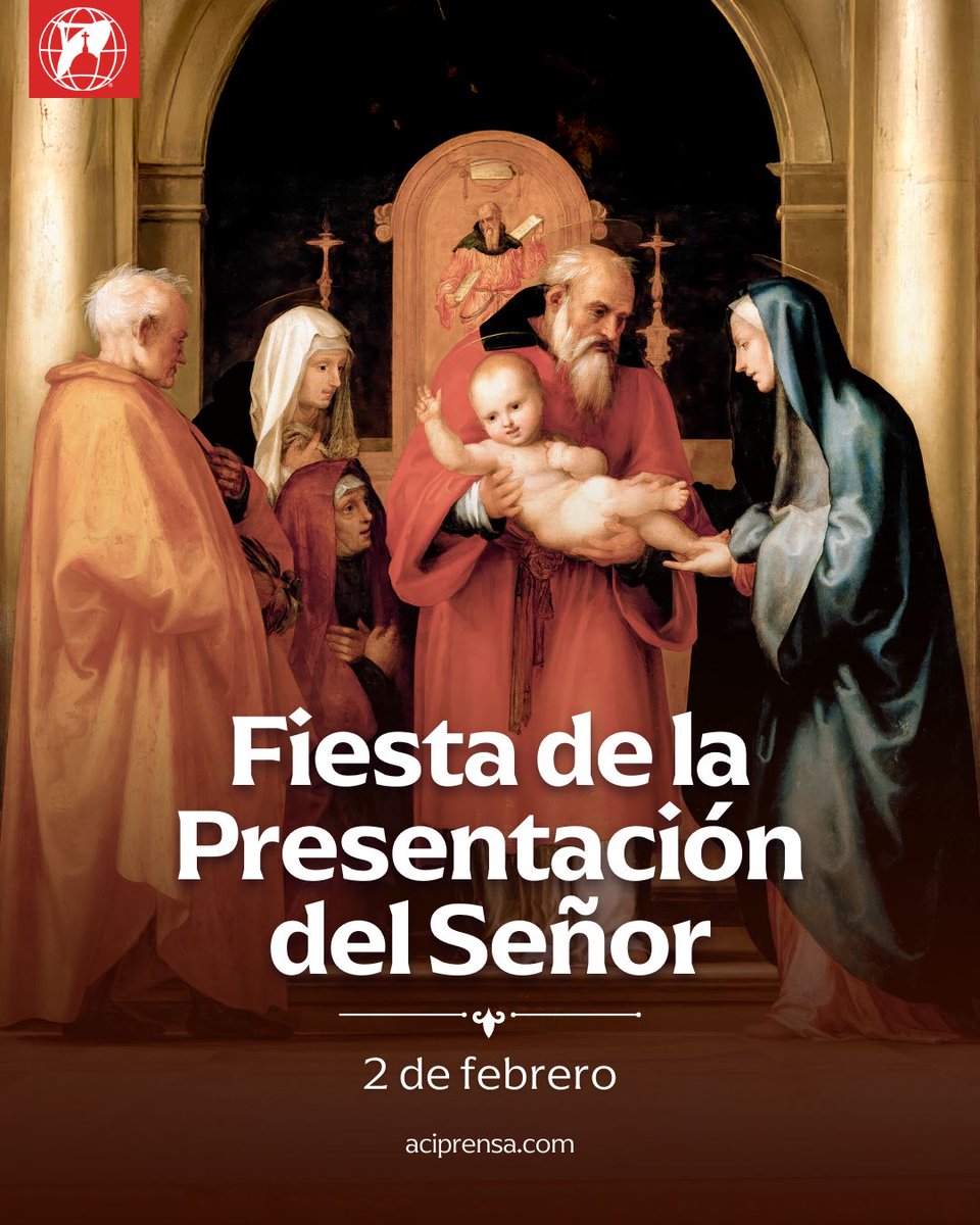aciprensa's tweet image. Cada 2 de febrero la Iglesia universal celebra la fiesta de la Presentación del Señor Jesús en el Templo. Santa María y San José llevan a Jesús recién nacido al templo, lugar sagrado, casa de Dios. La presentación del hijo primogénito equivale a su “consagración”, es un acto de…