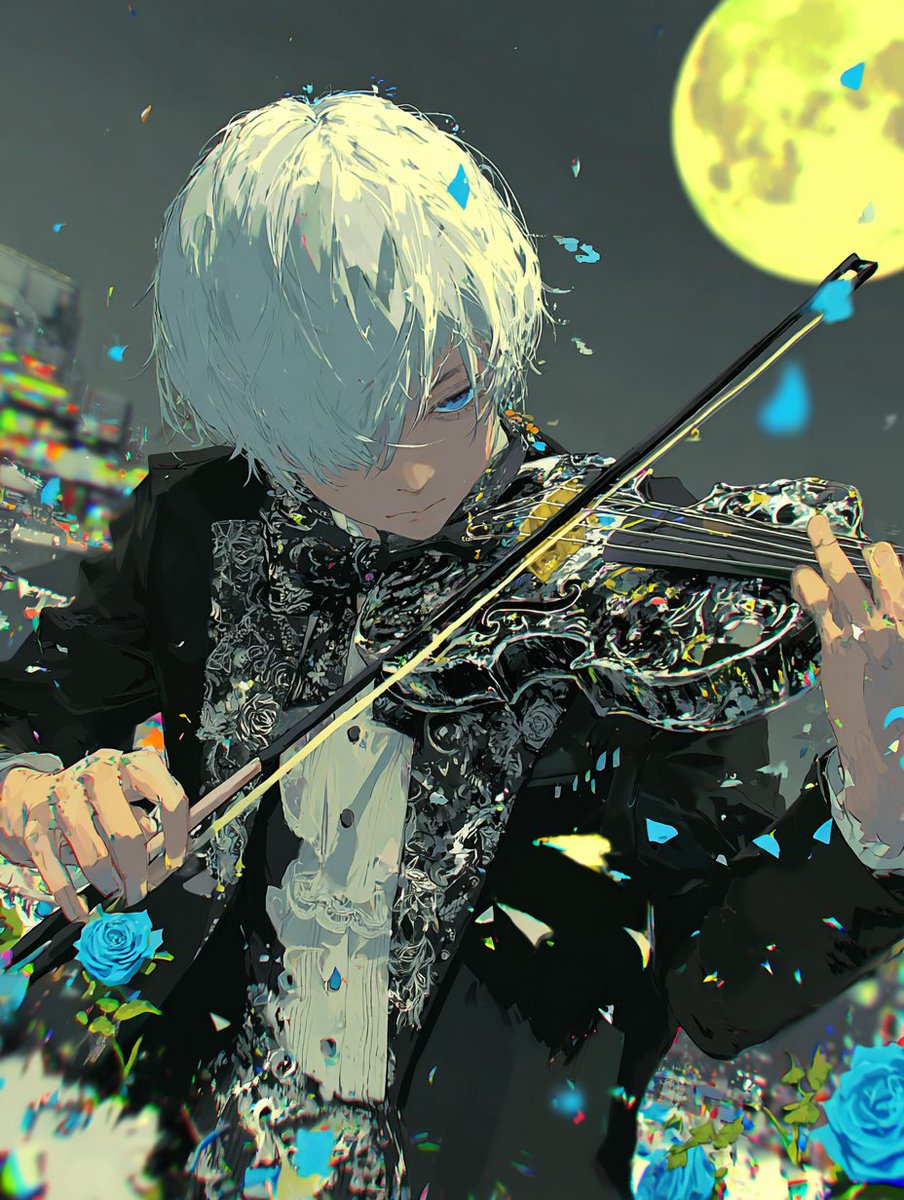 月光に導かれ、砕けた色彩が音になる。 弓が触れるたび、感情は旋律と