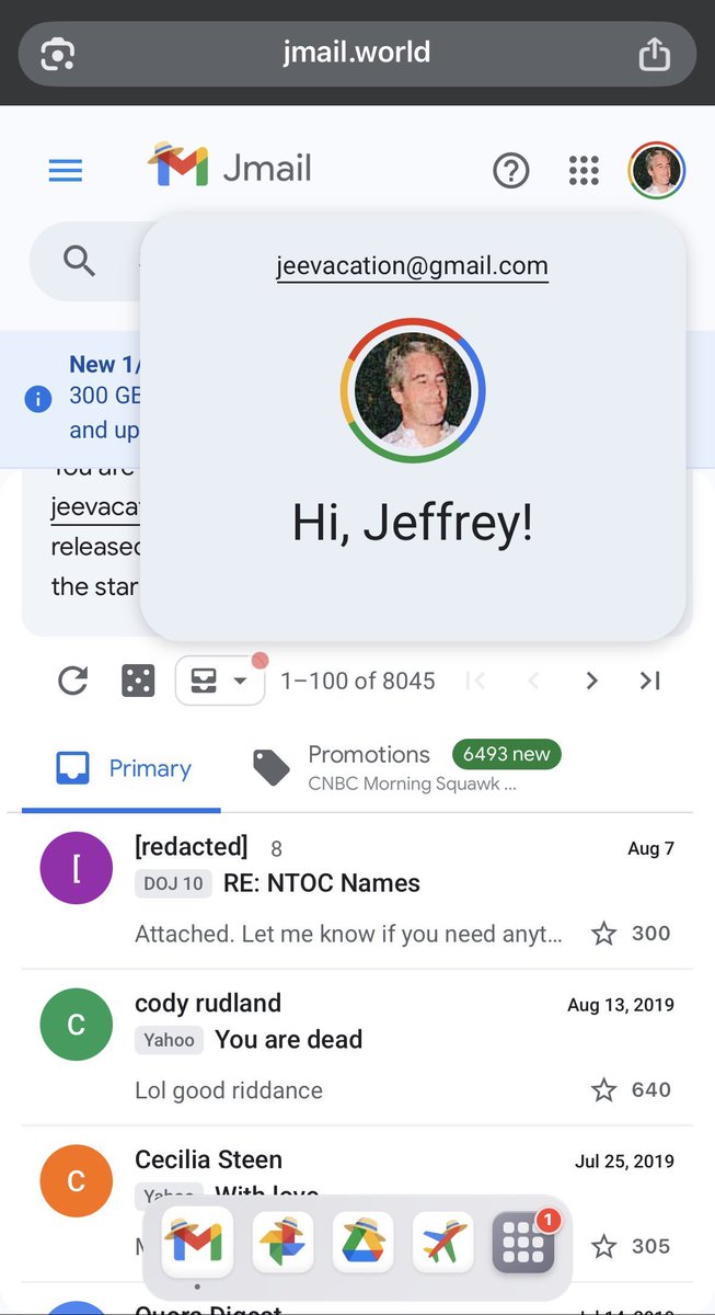 mr_angelote's tweet image. Vaya barbaridad tu. Alguien ha creado una réplica completa de Gmail, Drive y fotos de Epstein. No solo capturas de pantalla o filtraciones, se puede encontrar de todo ahi.

jmail.world