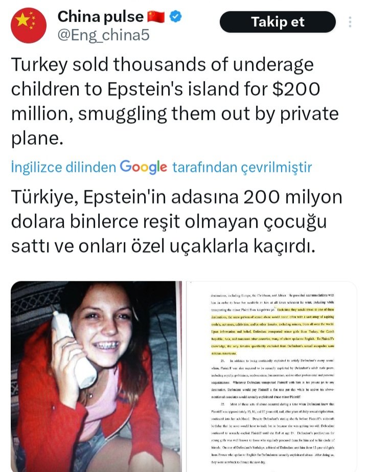 Bu haber doğrumu?
Kayıp çocuklarımız nerede?
Lütfen aydınlatın bizi...

<a href="/tcailesosyal/">T.C. Aile ve Sosyal Hizmetler Bakanlığı</a>
<a href="/TC_icisleri/">T.C. İçişleri Bakanlığı</a>
#Epstein #EpsteinFiles #Epsteindosyaları