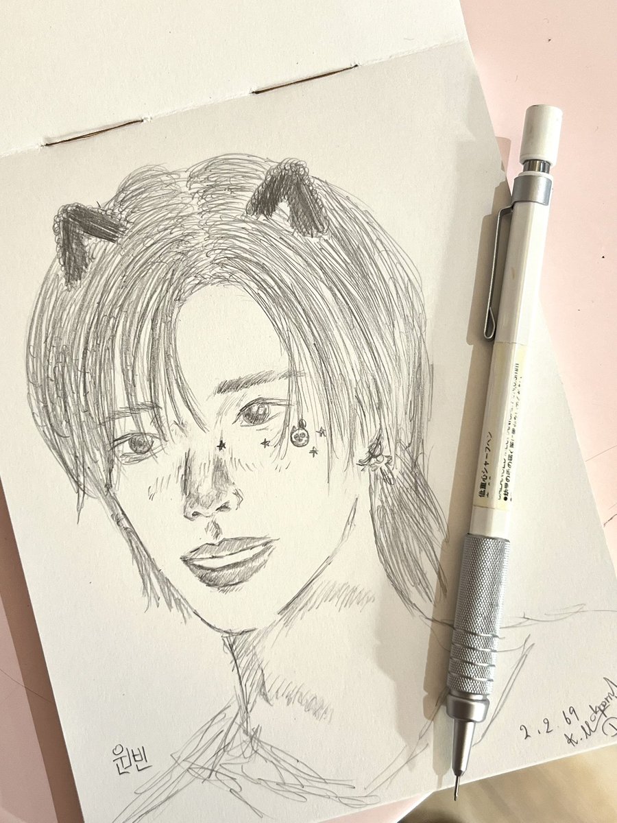 OponTime's tweet photo. วาดรูปวันนี้ หูแมววอนบินสุดน่ารัก #wonbin #wonbinriize #원빈 https://t.co/c4EnRILIVd