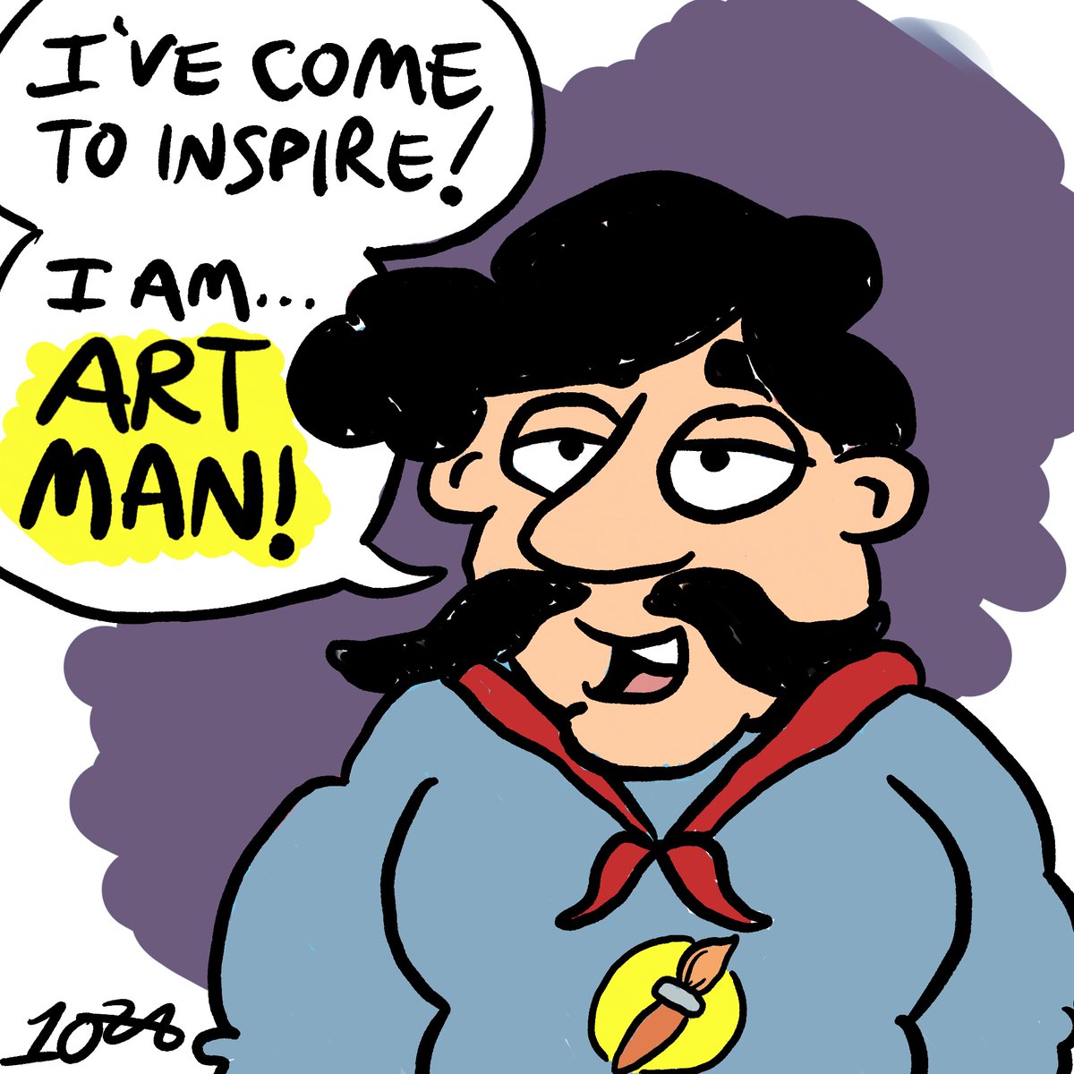 DavidTencza's tweet photo. The February 2026 #ScribbleIntoArt is Art Man, here to inspire you! @scribbleintoart https://t.co/IWhMgXV6MT