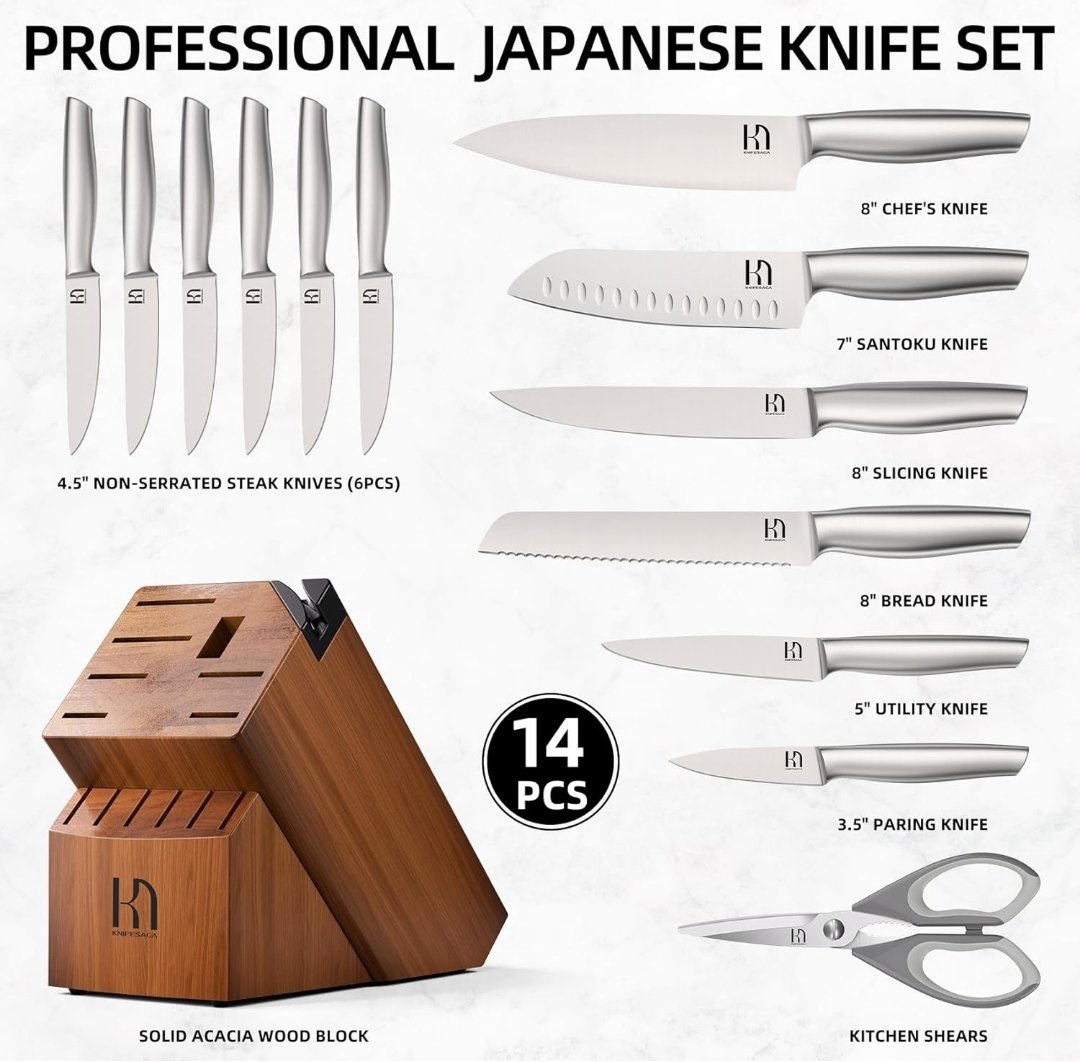 TheTrendy_Times's tweet image. 45% Off
Kitchen Knife Set 14 Piece Premium Japanese High Carbon Stainless Steel Knife Block Sets with Built-in Sharpener
#kitchentools #kitchenknives #kitchenessential #AmazonDeals
amzn.to/4qb2s5S