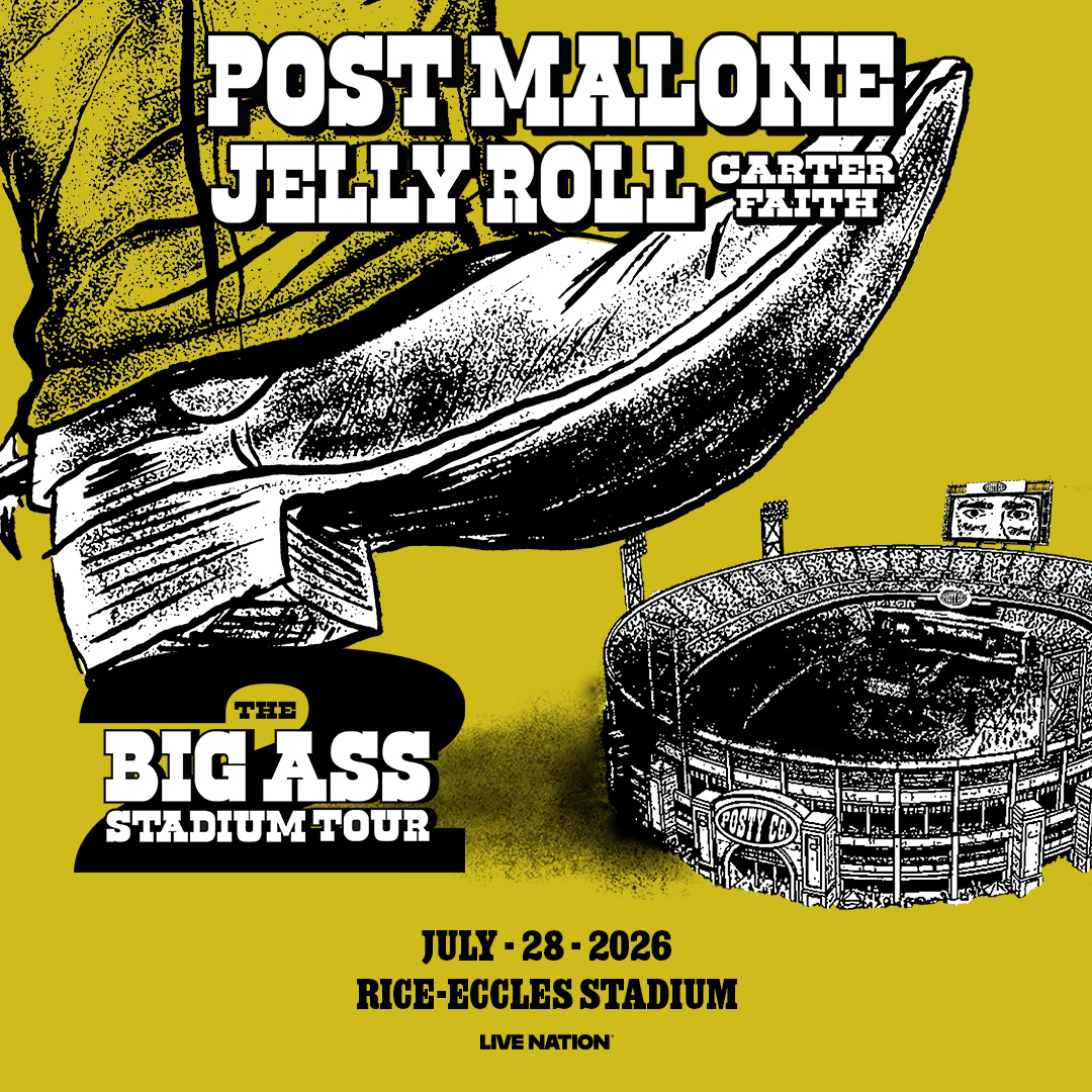 B987SLC's tweet photo. 🚨🚨Another B98.7 Concert Announcement🚨🚨
Post Malone
Jelly Roll
Carter Faith
The Big Ass Stadium Tour 2
📅Tuesday, July 28th, 2026
📍Rice-Eccles Stadium

🎟️Tickets on Sale🎟️
2/10 10AM
https://t.co/Fledg27YNh https://t.co/j6xU3w7x3u
