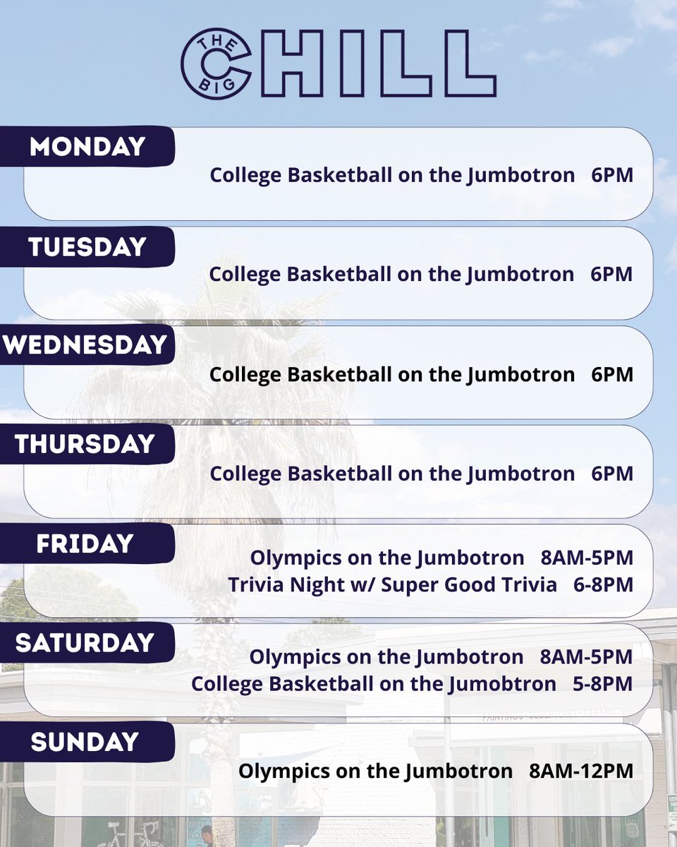 Happy Monday! We're gearing up for another great week! 😎 Check out what's happening and come chill with us!

#thebigchill30a #30alife #hey30a #30aevents #30abeaches #southwalton #sowal