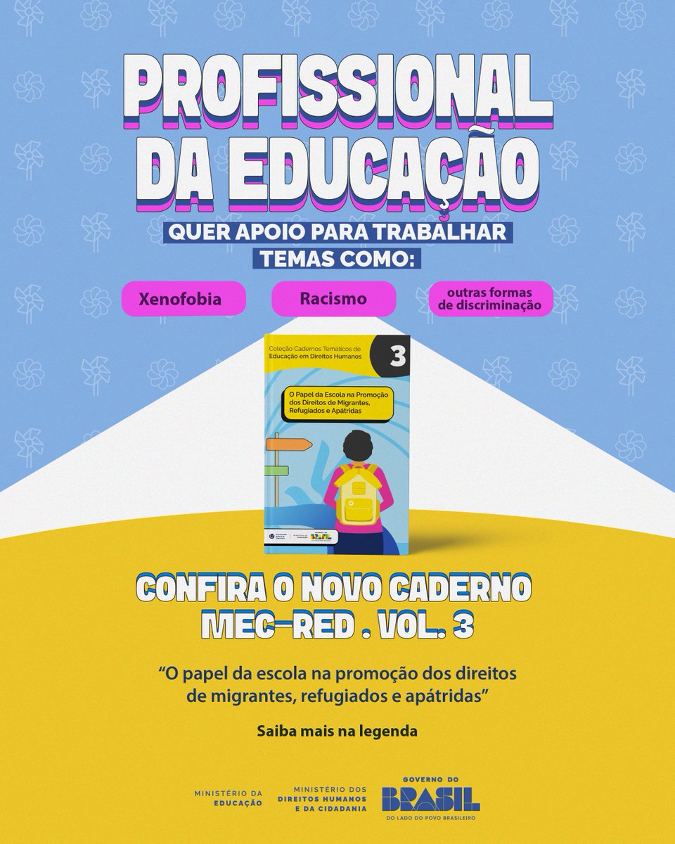 mdhcbrasil's tweet image. 📢 O MEC-RED Vol. 3, “O papel da escola na promoção dos direitos de migrantes, refugiados e apátridas”, traz orientações para escolas e profissionais da educação no enfrentamento de discriminações como xenofobia e racismo.

#DireitosHumanos #CriançaseAdolescentes #MDHC #MECRED