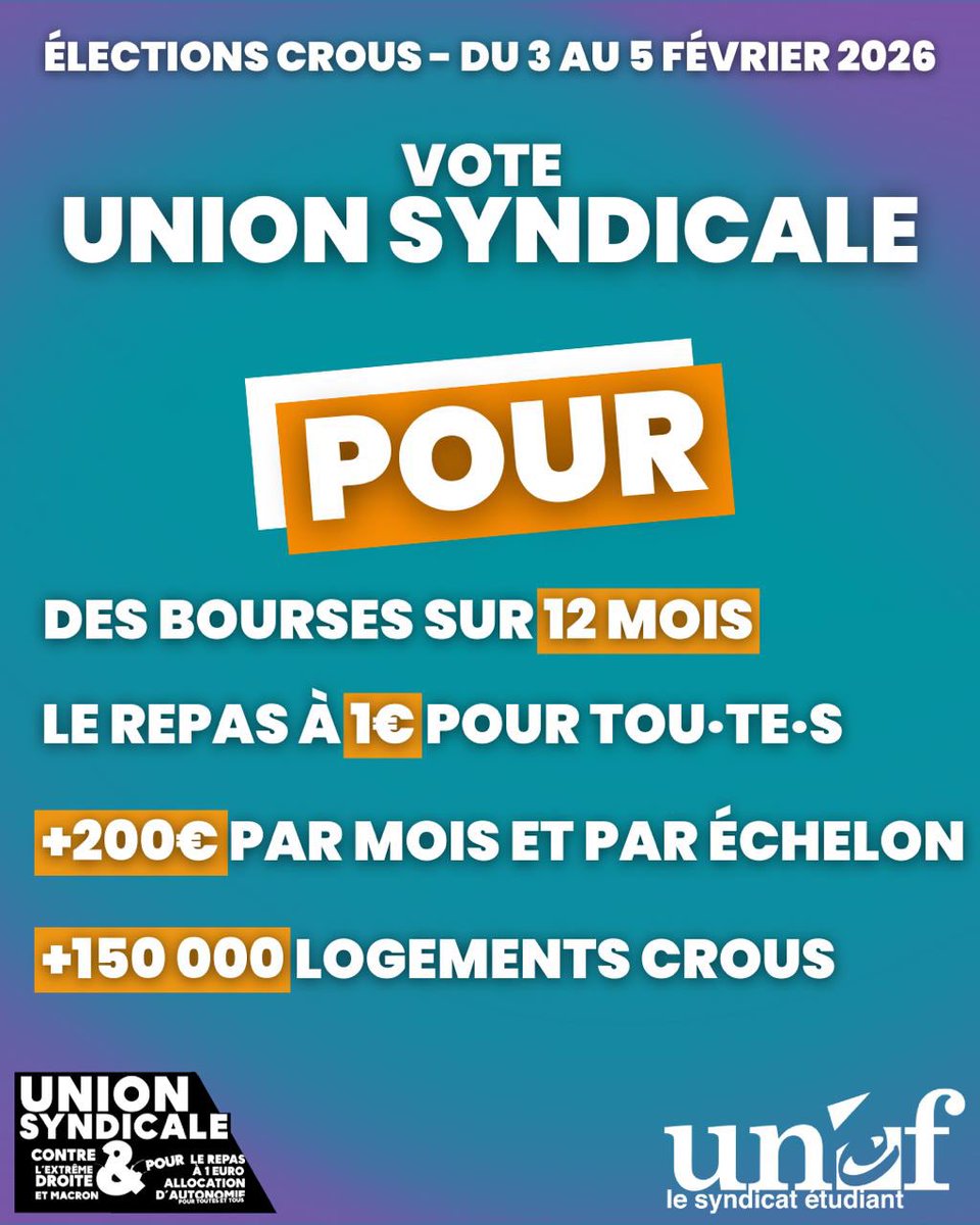 Pour une amélioration de nos conditions de vie, vote Union syndicale du 3 au 5 février !