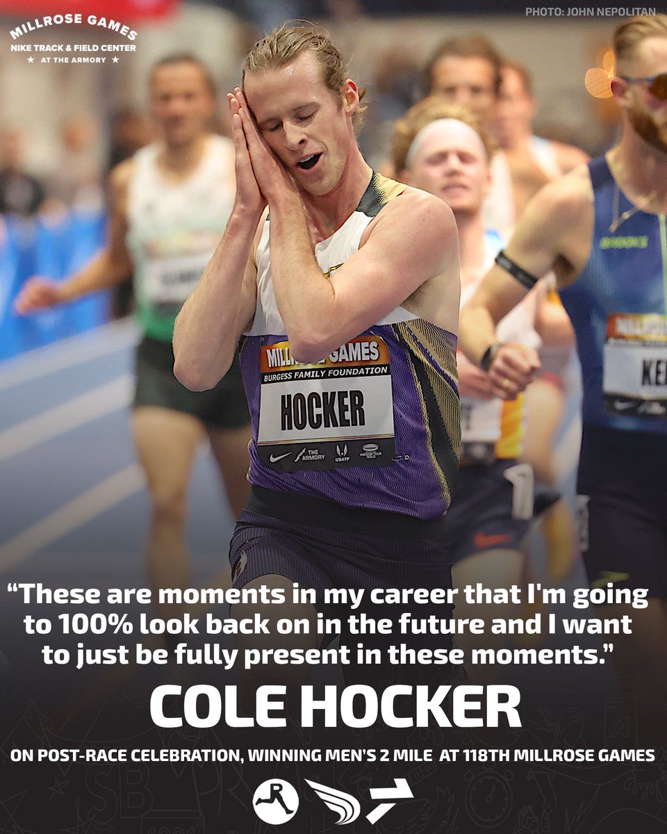 DyeStat's tweet photo. Living for the moment 🤩
The “night night” celebration may have not been planned in advanced, but Cole Hocker will be cherishing that winning moment in the men’s 2 mile for the rest of his life. #MillroseGames
🎥 Full Interview ➡️ https://t.co/iRZWJX4uQl
📸: John Nepolitan https://t.co/T93IvpJSxG