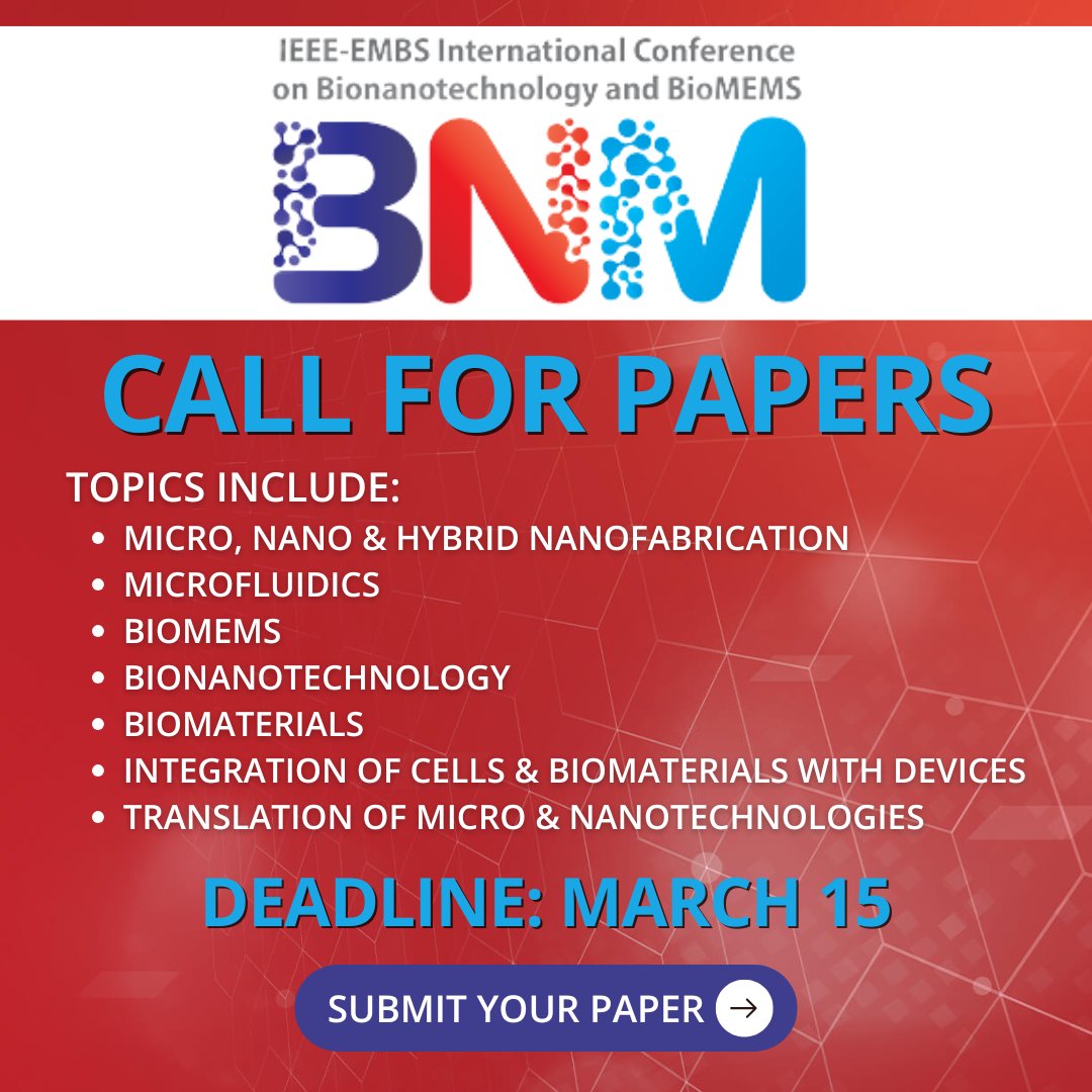 IEEEembs's tweet photo. The Call for Papers for the 2nd #IEEE Conference on #Bionanotechnology and BioMEMS is now open!

This conference will be held September 15-17 in Birmingham, UK. The deadline for full paper submissions is March 15. 

Find the details at https://t.co/A9XLLG8oSZ. https://t.co/Rw03zAb9P9