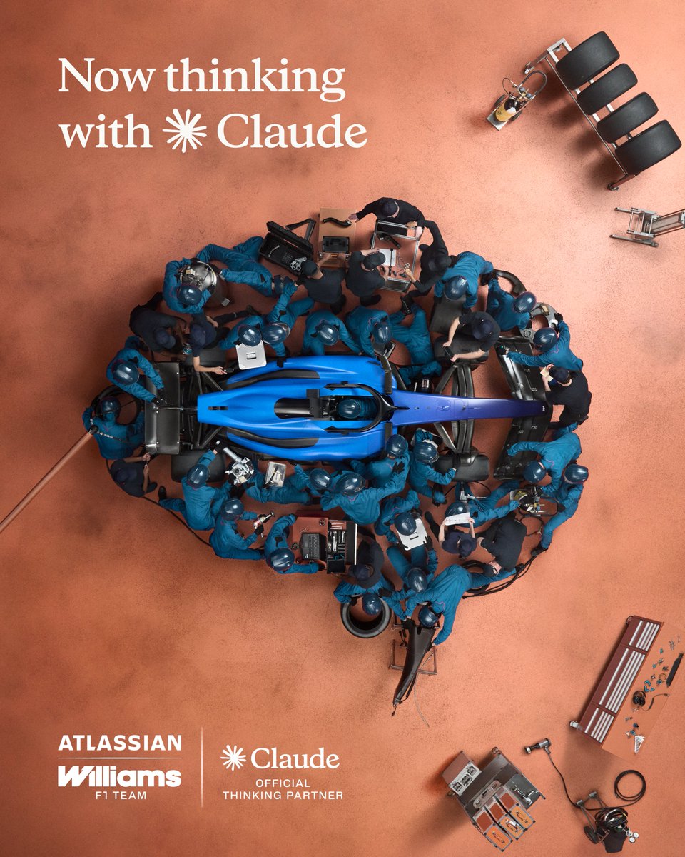 Welcoming Claude, <a href="/AnthropicAI/">Anthropic</a>'s frontier AI model, as the team’s Official Thinking Partner! Through this partnership, Claude will be integrated across the entire Williams organisation—working alongside engineers and team strategists to support how the team thinks, plans, and