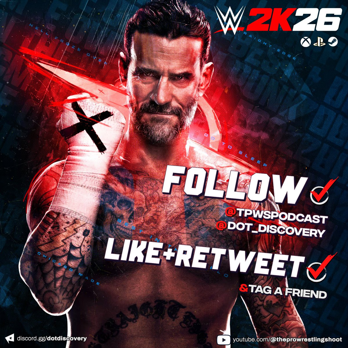 🎁 NEW! Collaboration Giveaway for WWE 2K26

Rules to enter:
✅ Follow  <a href="/TPWSpodcast/">The Pro Wrestling Shoot</a> &amp; <a href="/dot_discovery/">DISCOVERY</a>
☑️ Like &amp; Retweet
☑️ Tag a friend for an extra entry 👀

⏳ Winner will be chosen on February 9th!

#WWE2K26 #WWE #Giveaways #GameGiveaways