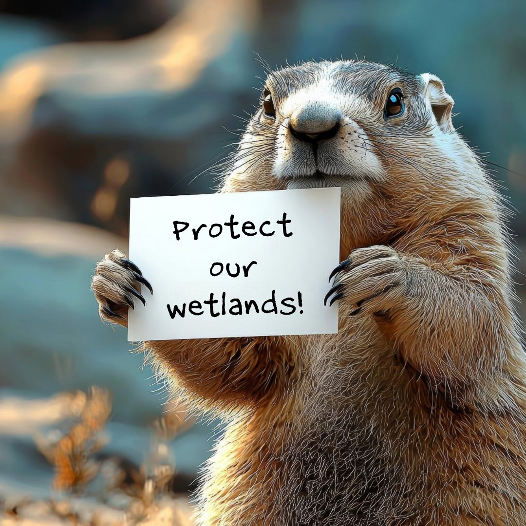 🌱🐿️ Happy #GroundhogDay AND #WorldWetlandsDay! Phil saw his shadow—6 more weeks of winter! But while we wait for spring, we can celebrate how wetlands help reduce flooding, filter water, and provide critical habitat for wildlife (including some very well-fed groundhogs).