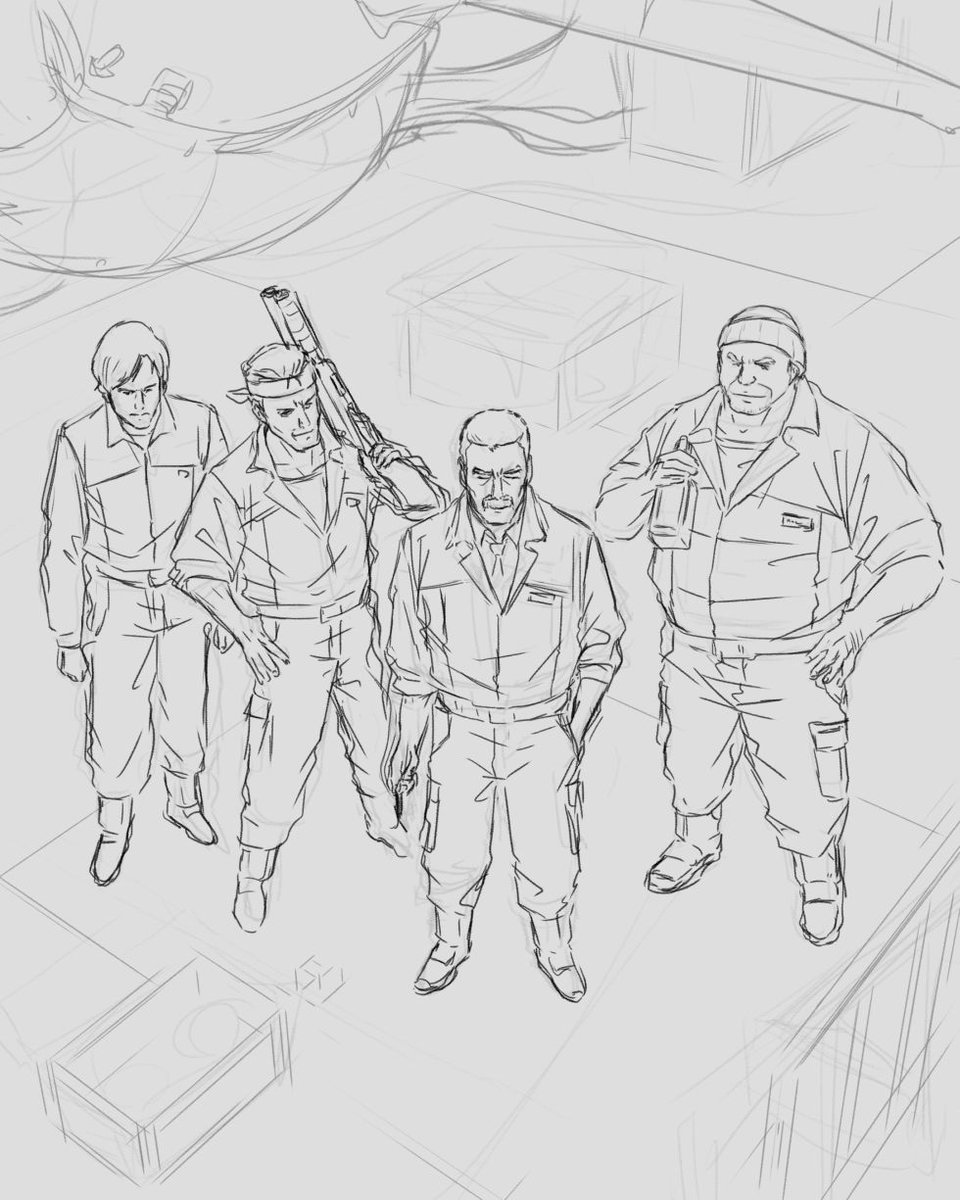 趣味絵の続き。今回はこの4人。少し線を整理。制作速度はカメ足😓