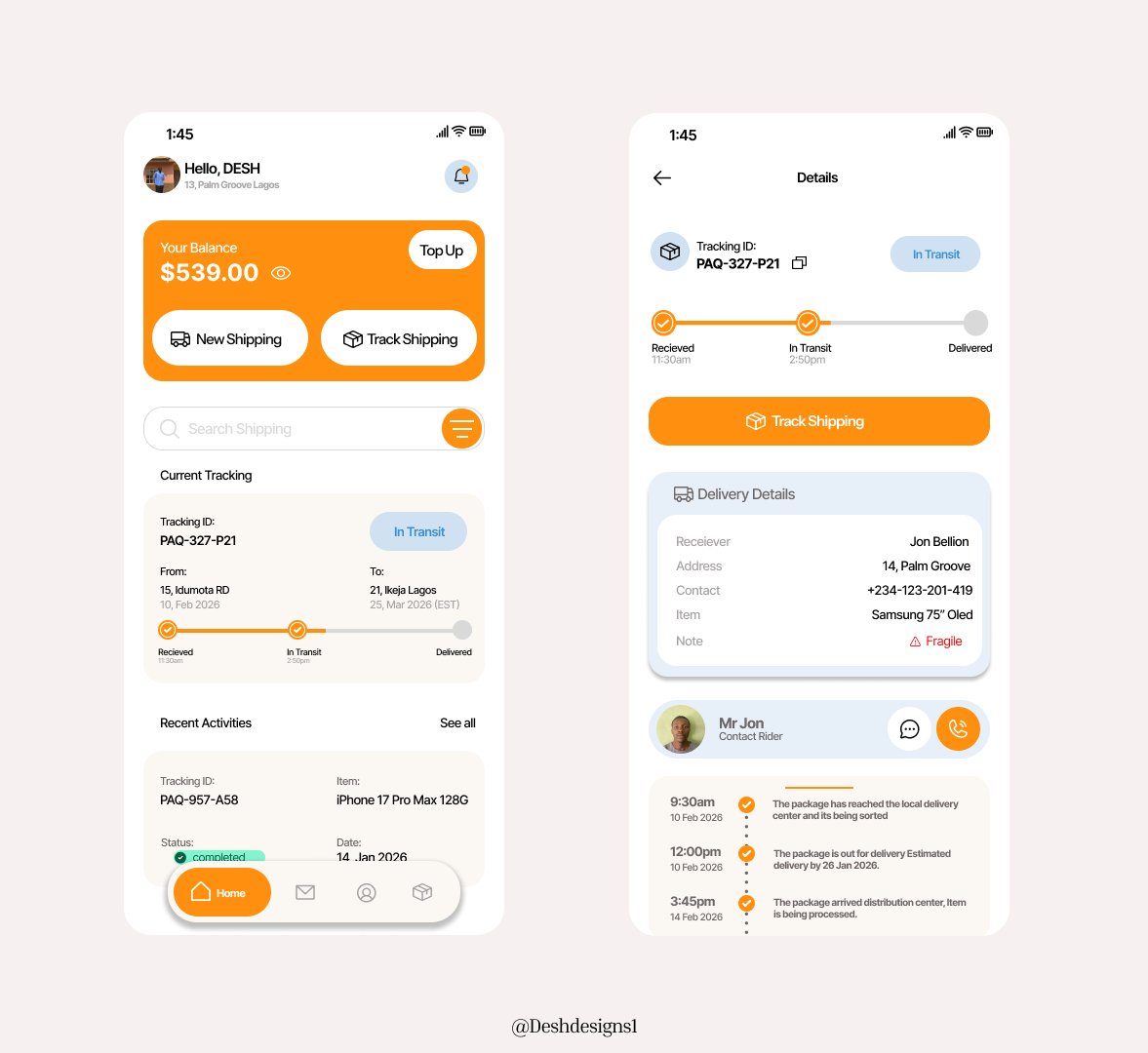 deshdesigns1's tweet photo. Day 3 of my UI/UX journey - I redesigned a delivery app UI inspired by a service that delayed my order for weeks. Turning my frustration into practice 😅 #uiux #uidesign #figma https://t.co/MACdQv2FHG