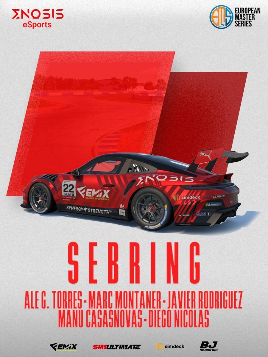 🏁 European Master Series <a href="/EMS_iRacing/">European Master Series</a> 

🗺️ Sebring International Raceway 

▶️ Vamos a por la primera de la EMS  Master Cup 

📺 twitch.tv/ems_iracing  

🕛️ 21:30hr.

#iracing #EMSiRacing

<a href="/Emix_Gaming_/">EmixGaming</a>