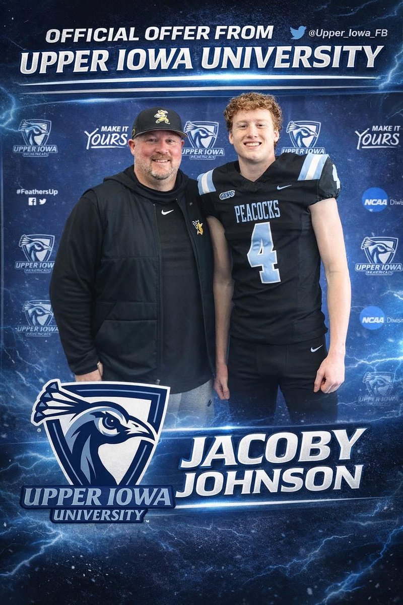 Congratulations to senior Jacoby Johnson as he recently received an offer from NCAA D2 Upper Iowa University.      Congratulations Jacoby!