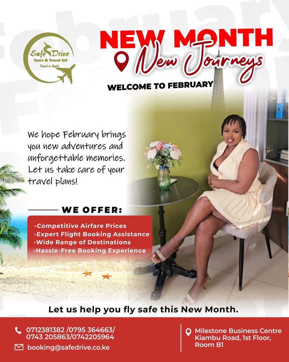 New month New journey,explore the wide range of destinations!
Safe Drive Tours and Travel Ltd,offers expert flight booking assistance, competitive airfare prices and booking experience.
Book with us now.
#travelonbudget #travelinstyle #monthoflove #feburaryfeels