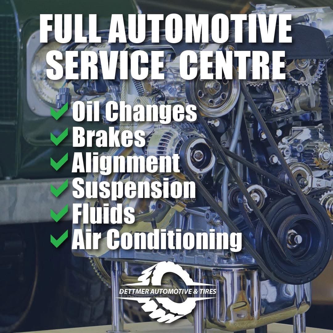 At Dettmer Tire we offer many mechanical services. We offer full automotive work in addition to being known for our vehicle tire services.

✅ Oil Changes
✅ Brakes
✅ Alignment
✅ Suspension
✅ Fluids
✅ Air Conditioning 

#Guelph #GuelphTires #GuelphAutoRepair #DettmerTire