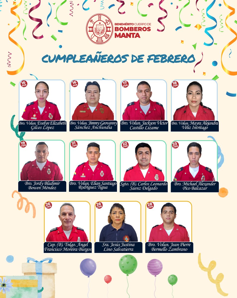 Les presentamos a los cumpleañeros de este mes de febrero del 2026.
Muchas felicidades