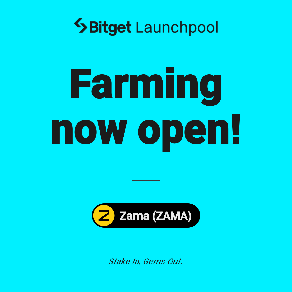 bitget's tweet image. Farming is now open for $ZAMA @zama on #Bitget Launchpool! 

⛏️ Lock BGB or ZAMA to share 9,350,000 ZAMA.

⏰ Locking period: Feb 2, 14:00 - Feb 5, 14:00 (UTC) 

➡️ Join here: partner.bitget.com/bg/SMLaunchpoo…