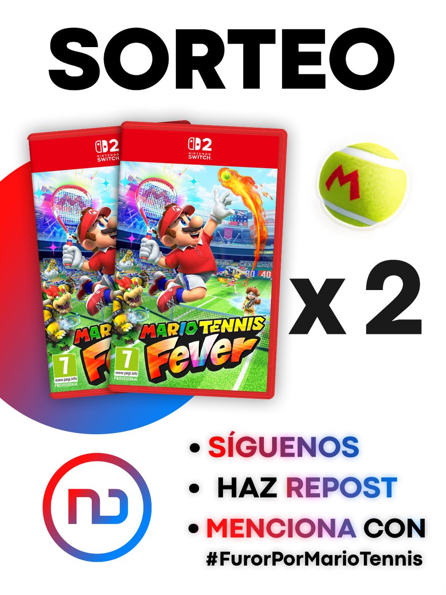 🎾 ¡SORTEO de 2 Mario Tennis Fever para Nintendo Switch 2! 🎾

✅ Sigue a <a href="/Nintenduo/">Nintendúo</a>
✅ Haz Repost a este Post
✅ Responde este post con el hashtag #FurorPorMarioTennis diciendo tu personaje y raqueta favoritos

¡Mucha suerte a todos! 🍄