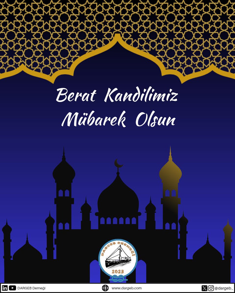 dargeb_'s tweet photo. Berat Kandiliniz mübarek olsun. 🌙
Bu mübarek gecenin; birlik, huzur ve berekete vesile olmasını dileriz.
Dualarınızın kabul olması temennisiyle… https://t.co/Lwck9ENcFT