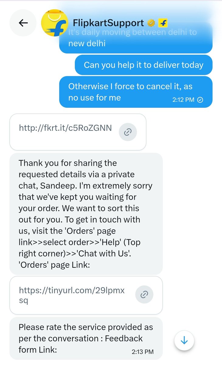salo2997's tweet photo. @flipkartsupport This is you guys help, that teach how to chat on official app, if I was getting support over there, was not coming here, you guys just want rating of your chat, it's zero star. Not even forwarding problem of customer just sitting to complete formalities. https://t.co/Tq3CHSHDAH