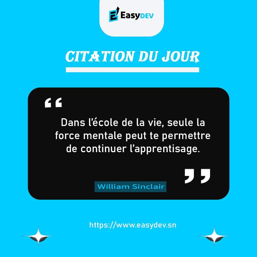 Easydevsn's tweet photo. Dans le parcours de la vie, la force mentale est notre meilleur allié. Elle nous pousse à apprendre, à grandir et à surmonter les obstacles. Chaque défi est une opportunité de se renforcer. 

#Motivation #Easydev #Apprentissage #DéveloppementPersonnel #LundiMotivation https://t.co/JToJCCa6Wx