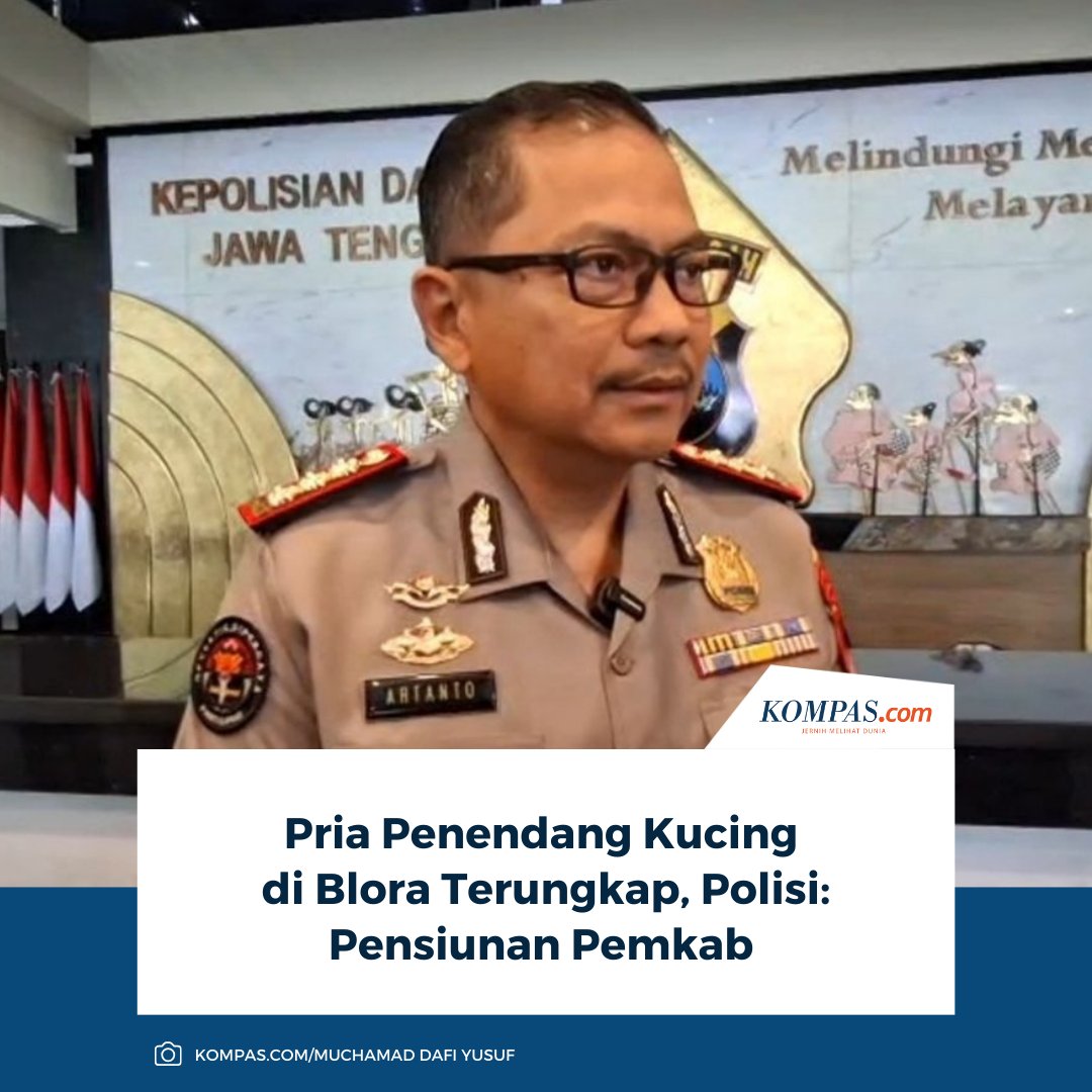 Kabid Humas Polda Jawa Tengah Kombes Pol Artanto, mengatakan, pelaku merupakan warga Karangjati, Kabupaten Blora yang mempunyai latar belakang seorang pensiunan.

Baca selengkapnya: regional.kompas.com/read/2026/02/0….

~SN #PelakuPenendangKucing #Viral #Blora