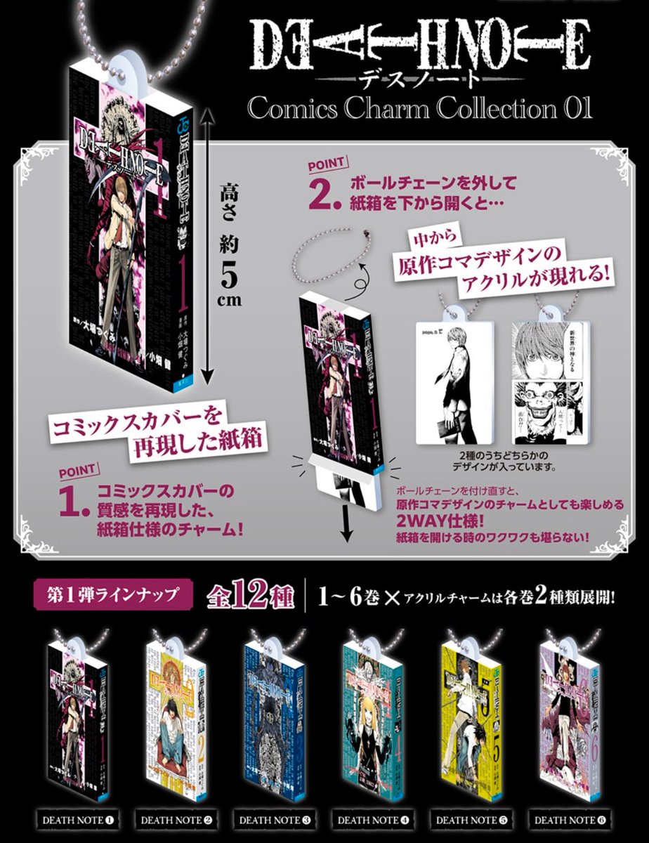 japancapsuletoy's tweet photo. 【DEATH NOTE Comics Charm Collection01】 
5月予定・400円ガチャガチャ。 https://t.co/VwN0UaH2nr