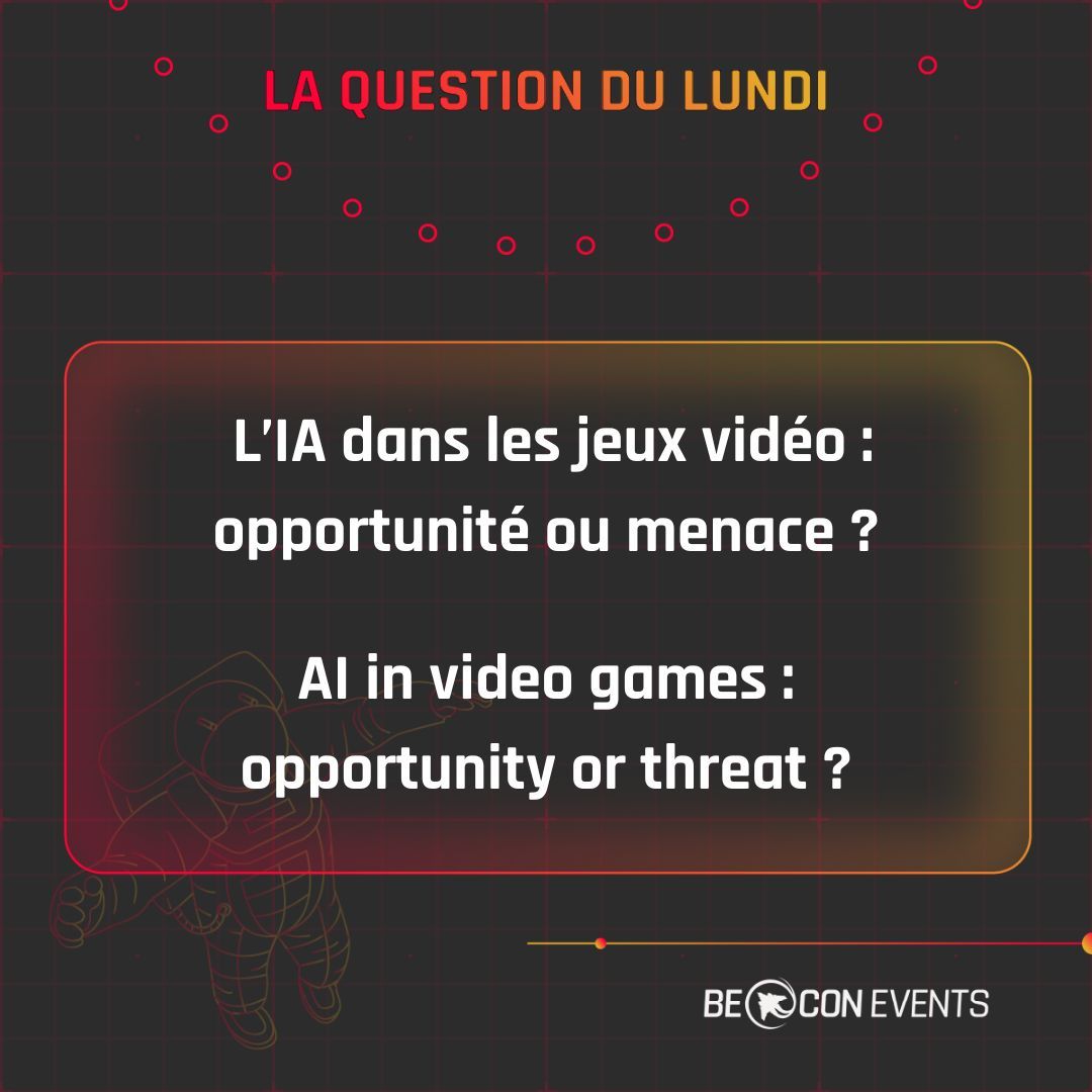 BeaconMagFR's tweet photo. 🇫🇷
IA dans les jeux vidéo : opportunité ou menace ?
L’IA va-t-elle améliorer les jeux ou nuire à la créativité humaine ? 

🇬🇧
AI in video games: opportunity or threat?
Will AI improve games or harm human creativity? https://t.co/4xtzKkDIsP