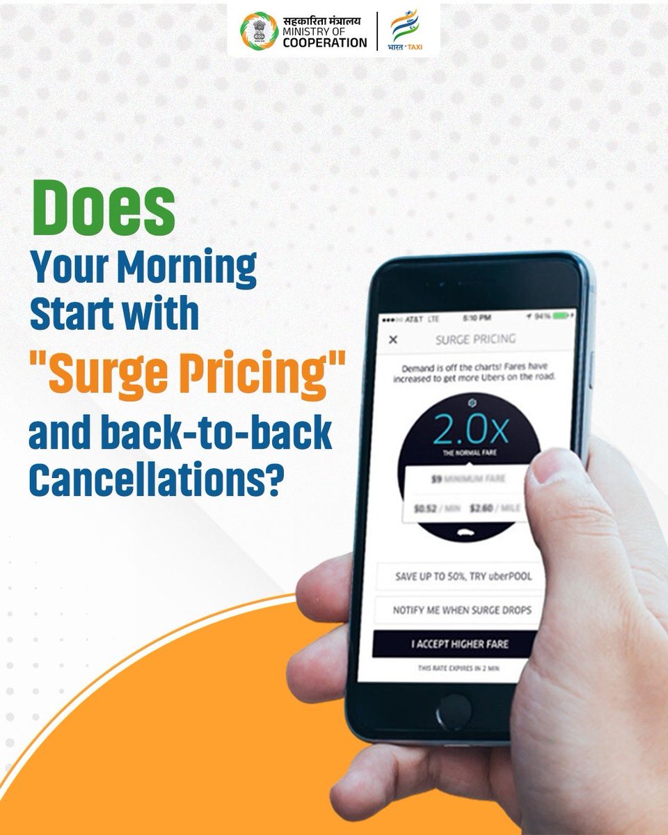 MinOfCooperatn's tweet photo. Are you an IT professional, banker, or any office-goer who relies on ride-booking daily and frustrated with surge pricing and frequent cancellations?

Your commute just got an upgrade. 

No more peak-hour surges—just fair, fixed pricing every day. https://t.co/pKNrmhhz7p