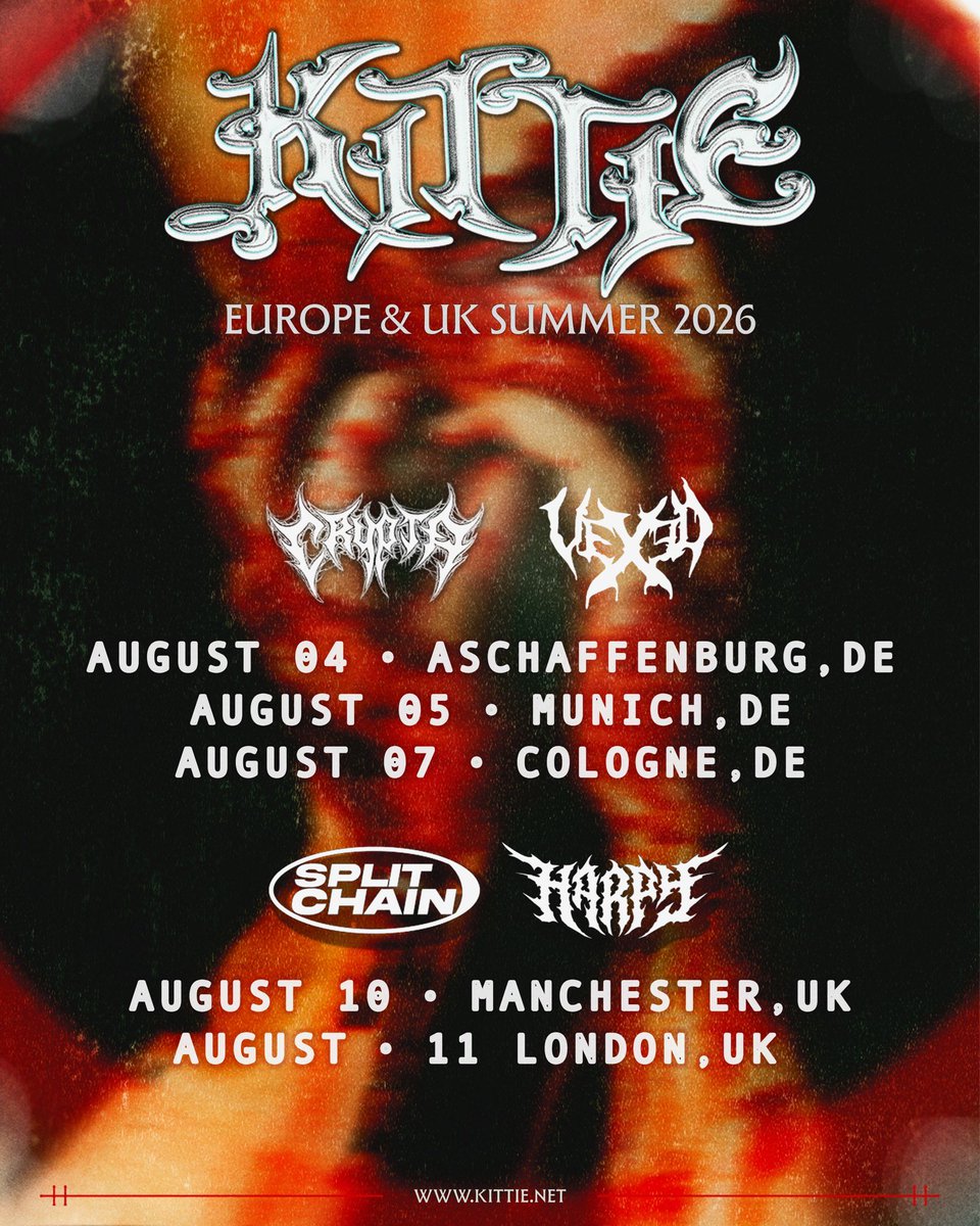We’re beyond excited to return to Germany and the UK this August for a run of exclusive headline shows. Crypta &amp; Vexed will be joining us in Germany, with Split Chain &amp; Harpy supporting in the UK. Tickets are on sale this Friday at 10 AM GMT. kittie.net