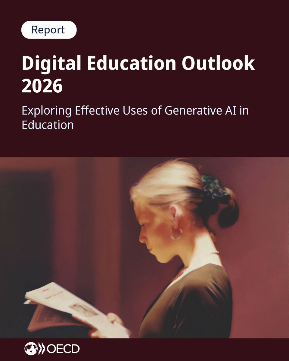 Teachers and students are already using GenAI across the globe.

But is education improving?

The new Digital Education Outlook assesses the latest evidence from international data.

What is known about GenAI's impact on learning, creativity and teaching? oecd.org/en/publication…