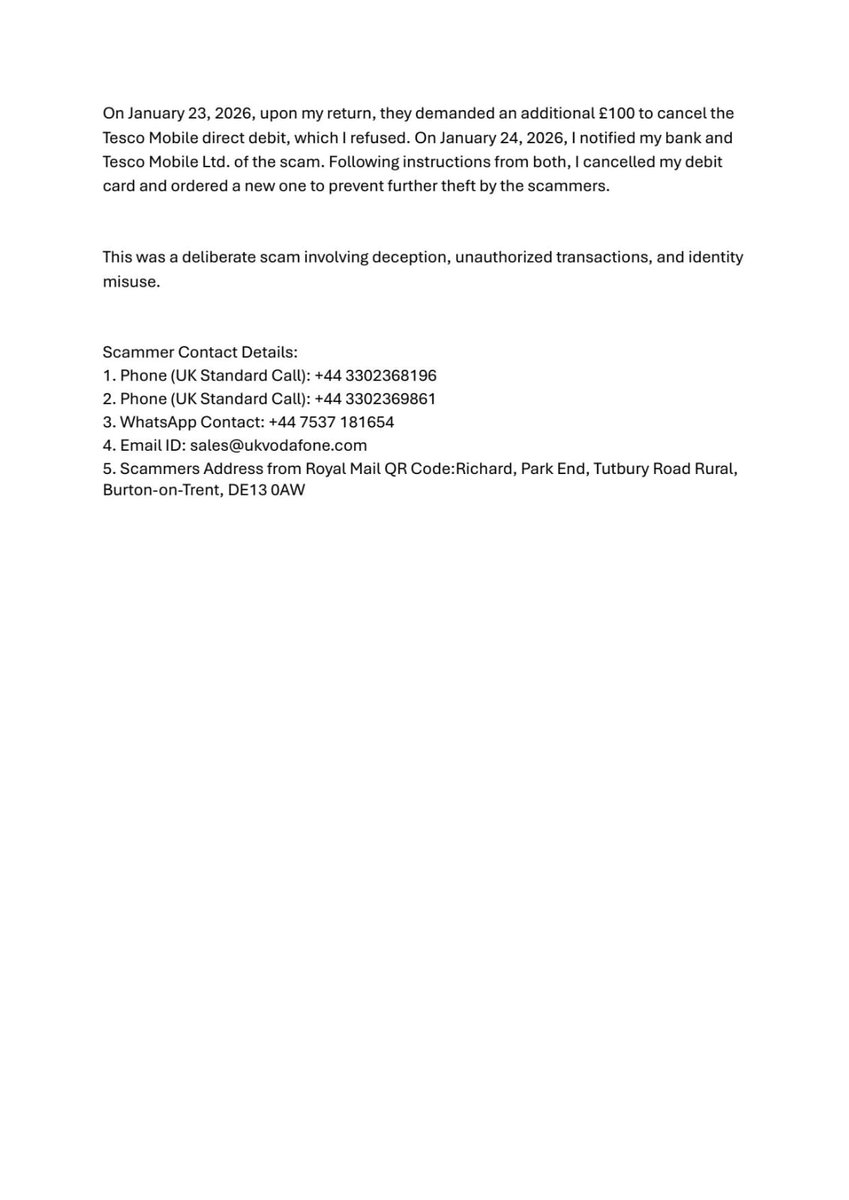 aryan58725's tweet photo. I never thought a phone call could lead to identity theft, financial loss, and weeks of stress. This is my SIM swap fraud story. Please read & share so others don’t fall into the same trap. 🙏 #ScamAlert #SIMSwap #FraudUK
@tescomobile @metpoliceuk @policeuk @reportfrauduk https://t.co/w6d8mjiXFT