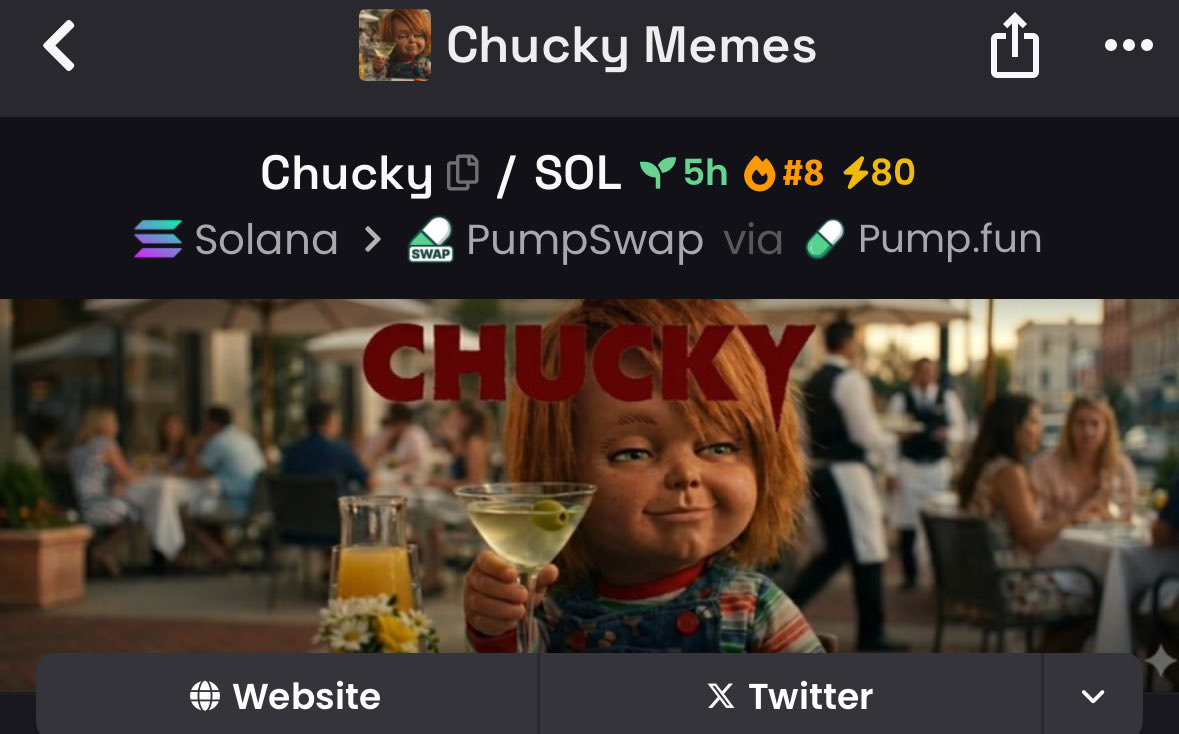 nofelines's tweet image. Chucky memes is now #8 on trending !! 

Let’s go for top 3 now !! 

C5kA86CGUFXCuW42PacRPvBF658detnbGrsFqgpepump