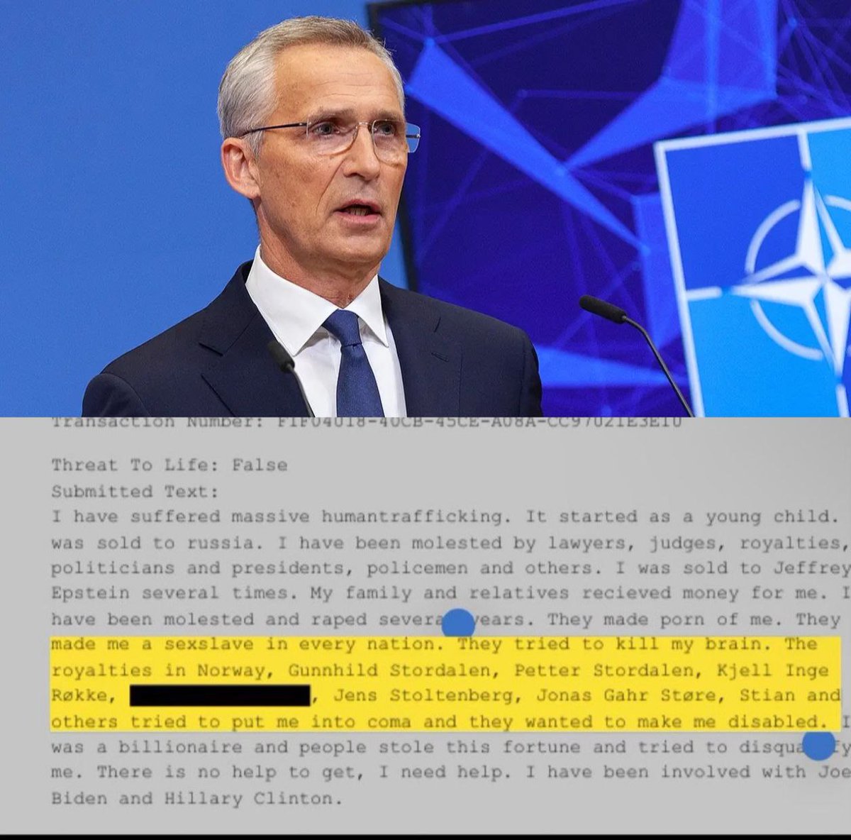 Former NATO Secretary General Jens Stoltenberg, along with other Norwegian officials, also benefited from the "sexual services" generously offered by sex offender Jeffrey Epstein.