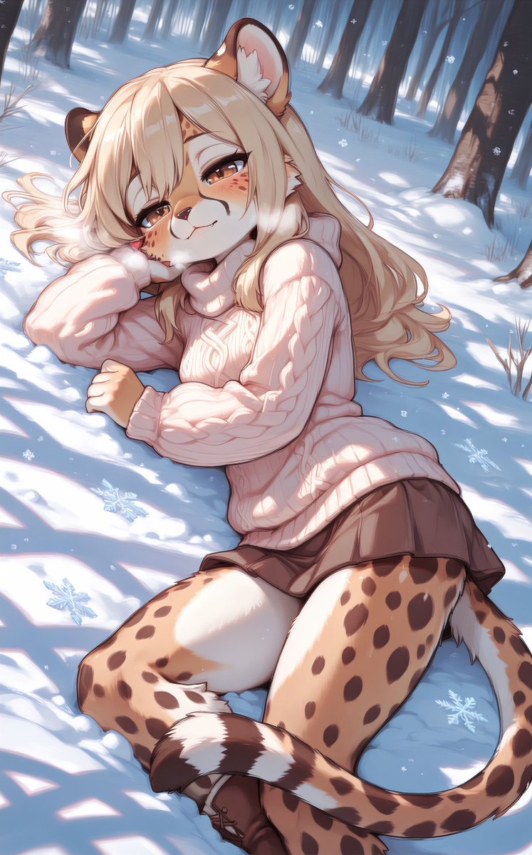 Magic_AIArtist's tweet image. The first snow and Magnicia ❄️ Who will warm her up?💛
#FurryArt #AIArt #MagniciaOC